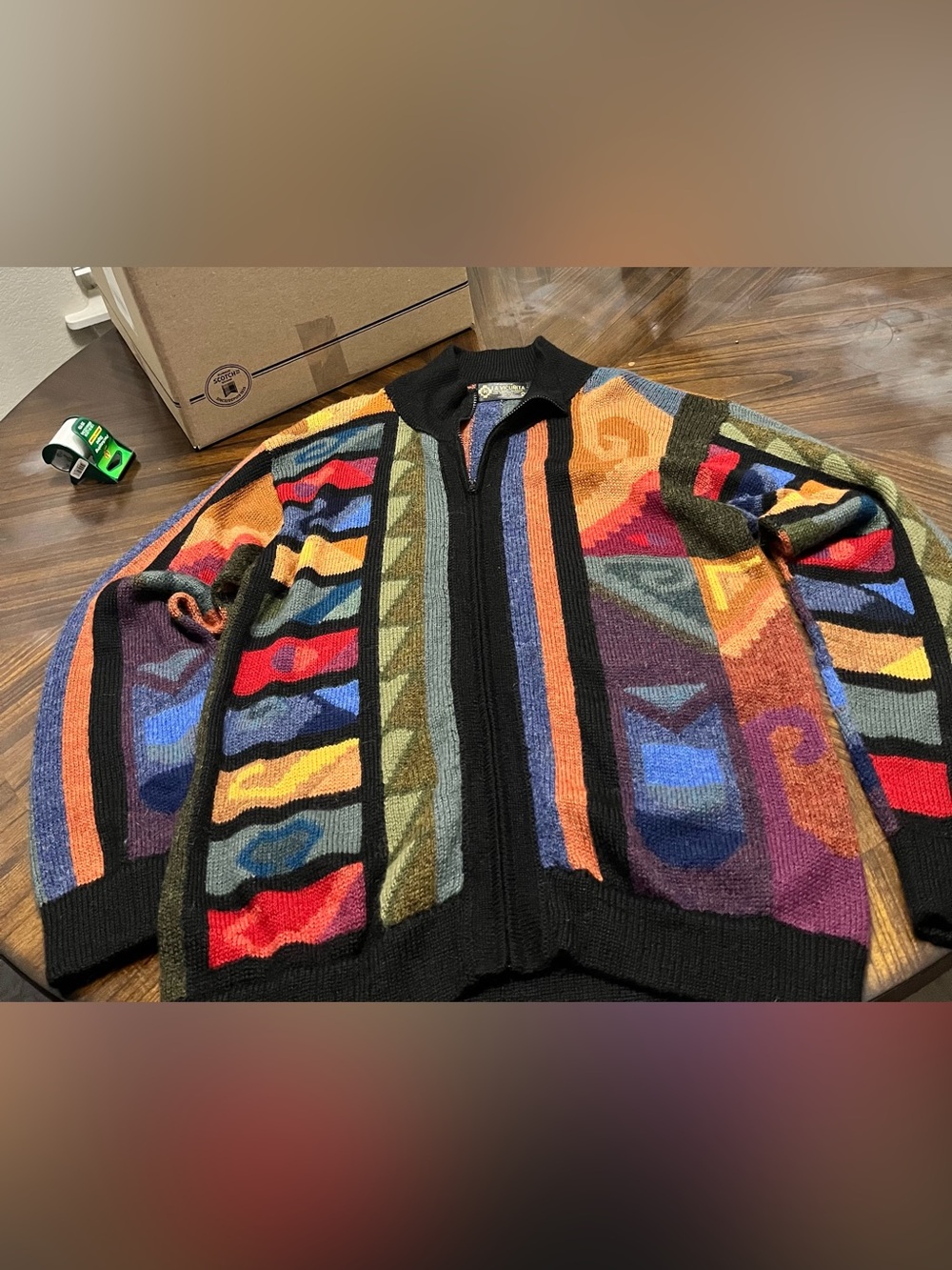 Men's Multicolor Geometric Zip-Up Sweater - Bold Knit